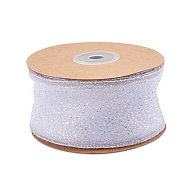10 Yards Sparkle Polyester Glitter Ribbon, for Garment Accessories, Flat, White, 2 inch(50mm)(OCOR-TAC0034-02B)