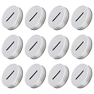 Fingerinspire 12Pcs Tinplate Coin Slot Bank Lids, Mason Jar Lid, Silver, 72x14mm, Hole: 35x4mm, Inner Diameter: 68mm(FIND-FG0001-49)
