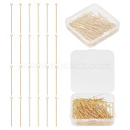 200Pcs Brass Eye Pins, for Jewelry Making, Real 18K Gold Plated, 20 Gauge, 45x3x0.8mm, Hole: 1.8mm, Pin: 0.7mm(KK-GO0001-61)