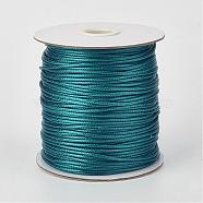 Eco-Friendly Korean Waxed Polyester Cord, Teal, 3mm, about 41.01~41.56 Yards(37.5~38m)/Roll(YC-P002-3mm-1110)