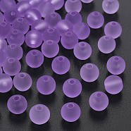 Transparent Acrylic Beads, Rubberized Style, Frosted, Round, Olive, 8x7mm, Hole: 1.8mm, about 1745pcs/500g(MACR-S373-66-M03)