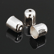 Iron Cord Ends, End Caps, Bell, Silver Color Plated, 8x7mm, Hole: 1.5mm, 6mm Inner Diameter(IFIN-D002-8x7mm-S)
