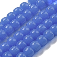 Imitation Jade Glass Beads Strands, Barrel, Royal Blue, 8x6mm, Hole: 1.6mm, about 61~62pcs/strand, 14.84''~15.16''(37.7~38.5cm)(GLAA-NH0002-A02)