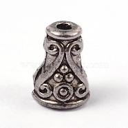 Tibetan Style Alloy Bead Cones, Apetalous, Lead Free & Cadmium Free, Antique Silver, 10x7mm, Hole: 2mm and 5mm(PALLOY-ZN3280-AS-RS)