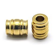 304 Stainless Steel Beads, Grooved Beads, Ion Plating (IP), Column, Golden, 12x15mm, Hole: 5.5mm(STAS-E039-24B)