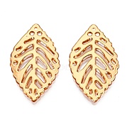 Transparent Acrylic Pendants, Leaf, Gold, 34.5x20.5x3mm, Hole: 1.4mm(OACR-N137-28A)