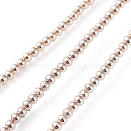 Electroplate Non-magnetic Synthetic Hematite Beads Strands, Round, Light Rose Gold Plated, 2mm, Hole: 0.6mm, about 208pcs/strand, 15.7 inch(G-A170-04F-LRG)