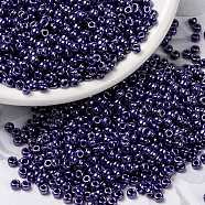 MIYUKI Round Rocailles Beads, Japanese Seed Beads, (RR434) Opaque Eggplant Luster, 8/0, 3mm, Hole: 1mm, about 422~455pcs/10g(X-SEED-G008-RR0434)