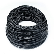 Leather Braided Cord, Black, 5mm, about 54.68 yards(50m)/bundle(WL-Q005-5mm-1)