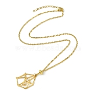 304 Stainless Steel Macrame Pouch Braided Gemstone Holder, Adjustable Pendant Necklace Making, with Curb Chains & Lobster Claw Clasp, Golden, 19-7/8 inch(50.5cm)(NJEW-JN04468-05)