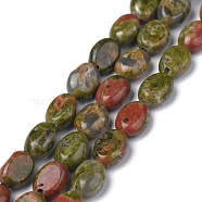 Natural Unakite Round Beads Strands, Oval, 8x6x3.5~4mm, Hole: 1mm, about 45~52pcs/strand, 15.16~15.74 inch(38.5~40cm)(G-Z006-A18)