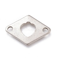 304 Stainless Steel Links Connectors, Rhombus, Stainless Steel Color, 12.5x18x1mm, Hole: 1.8mm(STAS-O136-25P)