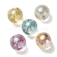 UV Plating Rainbow Iridescent Acrylic Beads, with Glitter Powder, Round, Mixed Color, 18.5x19x19mm, Hole: 4mm(OACR-C012-03)