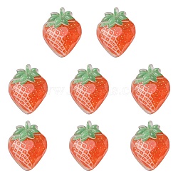 Translucent Resin Decoden Cabochons, Imitation Fruit, Strawberry, Orange Red, 21.5x17x7mm(CRES-YW0001-07)