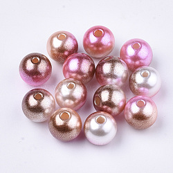 Rainbow ABS Plastic Imitation Pearl Beads, Gradient Mermaid Pearl Beads, Round, Saddle Brown, 9.5~10x9mm, Hole: 1.6mm, about 1000pcs/500g(OACR-Q174-10mm-10)