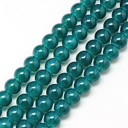 Baking Painted Glass Beads Strands, Imitation Opalite, Round, Dark Cyan, 8mm, Hole: 1.3~1.6mm, about 100pcs/strand, 31.4 inch(DGLA-Q023-8mm-DB15)