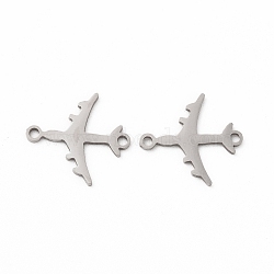 201 Stainless Steel Connector Charms, Plane Links, Stainless Steel Color, 15x16.5x1mm, Hole: 1.4mm(STAS-K251-090P)