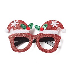 Christmas Plastic & Non-woven Fabric Glitter Glasses Frames, for Christmas Party Costume Decoration Accessories, Hat, 97x175x24mm(AJEW-E053-01C)