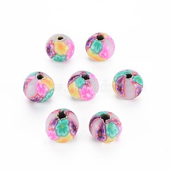 Handmade Polymer Clay Beads, for DIY Jewelry Crafts Supplies, Round, Misty Rose, 8~9x8mm, Hole: 1.8mm(CLAY-N008-055A-09)
