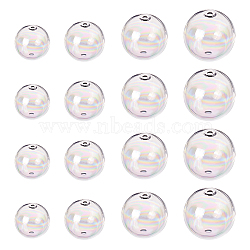 Round Mechanized Blown Glass Globe Beads, for Stud Earring Findings or Crafts, Half Drilled, Clear, 12~18x11~17.5mm, Hole: 1~2.5mm, 24pcs/box(BLOW-PH0001-11)