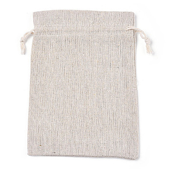 Cotton Cloth Packing Pouches Drawstring Bags, Gift Sachet Bags, Muslin Bag Reusable Tea Bag, Rectangle, Old Lace, 18x13cm