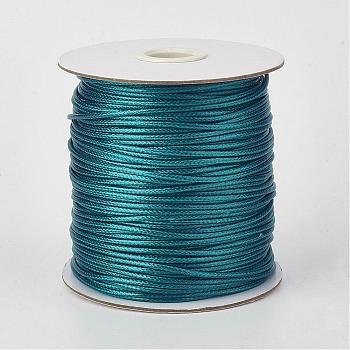 Eco-Friendly Korean Waxed Polyester Cord, Teal, 3mm, about 41.01~41.56 Yards(37.5~38m)/Roll