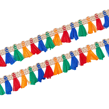 Polyester Tassels Ribbon, for Costume Decoration, Colorful, 3/4 inch(20mm)