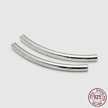 Tube 925 Sterling Silver Beads, Silver, 51x2mm, Hole: 1.2mm