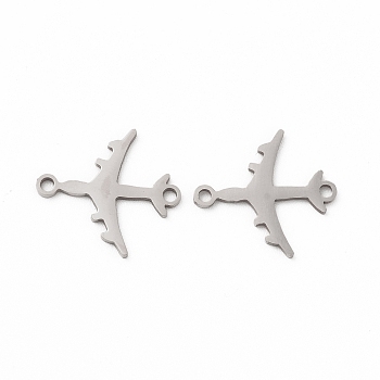 201 Stainless Steel Connector Charms, Plane Links, Stainless Steel Color, 15x16.5x1mm, Hole: 1.4mm