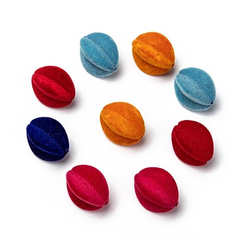 Opaque Acrylic Beads, Flocky, Oval, Mixed Color, Size: about 22mm long, 15mm wide, 15mm thick, hole: 3mm, about 160pcs/500g