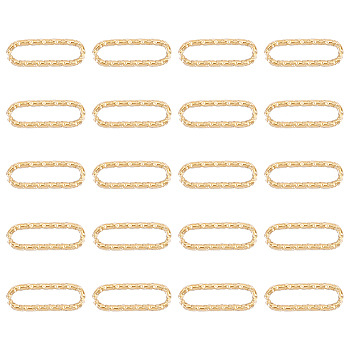 20Pcs 304 Stainless Steel Linking Rings, Textured, Oval, Real 14K Gold Plated, 11.5x4x1mm, Inner Diameter: 2x9.5mm