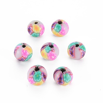 Handmade Polymer Clay Beads, for DIY Jewelry Crafts Supplies, Round, Misty Rose, 8~9x8mm, Hole: 1.8mm