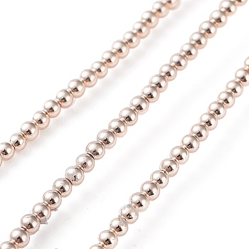 Electroplate Non-magnetic Synthetic Hematite Beads Strands, Round, Light Rose Gold Plated, 2mm, Hole: 0.6mm, about 208pcs/strand, 15.7 inch