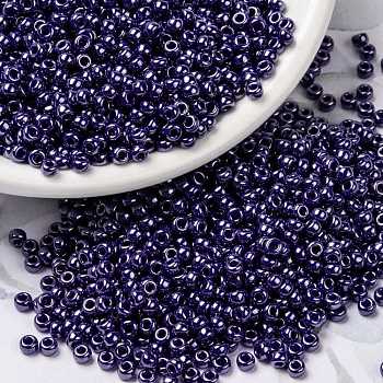 MIYUKI Round Rocailles Beads, Japanese Seed Beads, (RR434) Opaque Eggplant Luster, 8/0, 3mm, Hole: 1mm, about 422~455pcs/10g