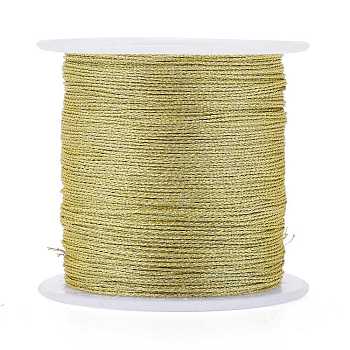 Polyester Braided Metallic Thread, for DIY Braided Bracelets Making and Embroidery, Dark Khaki, 0.4mm, 6-Ply, about 54.68 yards(50m)/roll