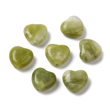 Natural Xinyi Jade/Chinese Southern Jade Beads, Heart, 11~11.5x12x5~6mm, Hole: 1.4mm