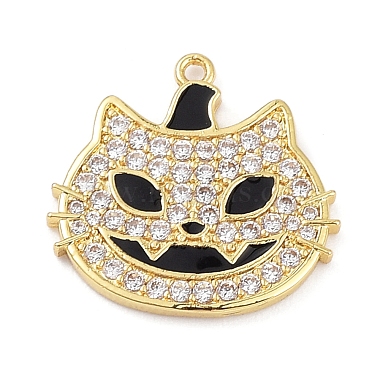Real 18K Gold Plated Silver Cat Shape Brass+Cubic Zirconia Pendants