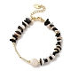 Natural Pearl & Shell & Obsidian Chips Beaded Bracelets(BJEW-C051-38G)-1