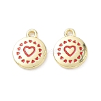 Alloy Enamel Pendants, Heart Charms, Long-Lasting Plated, Golden, 15.5x12.5x2.5mm, Hole: 1.8mm(FIND-D044-10G)