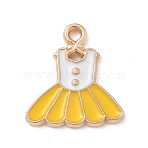 Alloy Enamel Pendants, Light Gold, Cadmium Free & Lead Free, Dress Charm, Gold, 15.5x14x1.5mm, Hole: 1.5mm(ENAM-A008-06KCG-03)
