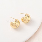 Round Brass Micro Pave Clear Cubic Zirconia Stud Earrings, Real 18K Gold Plated, 16x16mm(EJEW-D346-04G)