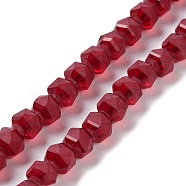 Electroplate Transparent Glass Beads Strands, Frosted, Faceted, Lantern, Dark Red, 7x7.8x7.5mm, Hole: 1.5mm, about 72pcs/strand, 20.79''(52.8cm)(EGLA-I018-FA11)