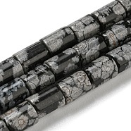 Natural Snowflake Obsidian Stone Beads Strands, Column, 7.5~8x6mm, Hole: 1.2mm, about 48~50pcs/strand,  15.16''~15.31''(38.5~38.9cm)(G-Q1008-A02)