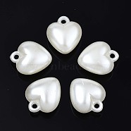 Acrylic Imitation Pearl Pendants, Heart, Creamy White, 17x14x8mm, Hole: 1.8mm, about 500pcs/500g(OACR-N134-006)