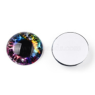 Glass Cabochons, Half Round with Eye, Colorful, 20x6.5mm(GGLA-T004-03-I)
