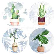 PVC Window Sticker, Flat Round Shape, for Window or Stairway  Home Decoration, Cactus, 160x0.3mm, 4 styles, 1pc/style, 4pcs/set(DIY-WH0235-054)