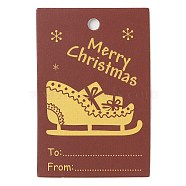 Rectangle Paper Gift Tags, for Christmas, FireBrick, Sleigh, 6x4x0.02cm(CDIS-F008-01E)