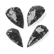 Rough Raw Hammered Natural Black Obsidian Beads, No Hole/Undrilled, Teardrop, 46~59x26~32x8~11mm(G-H254-03)