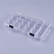 Rectangle Plastic Bead Storage Containers, 18 Compartments, with Crack, Clear, 20x11.5x3.05cm(CON-XCP0004-10)