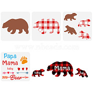 4Pcs 4 Styles Mother's Day Theme PET Hollow Out Drawing Painting Stencils, for DIY Scrapbook, Photo Album, Bear Pattern, 300x300mm, 1pc/style(DIY-WH0394-0012)